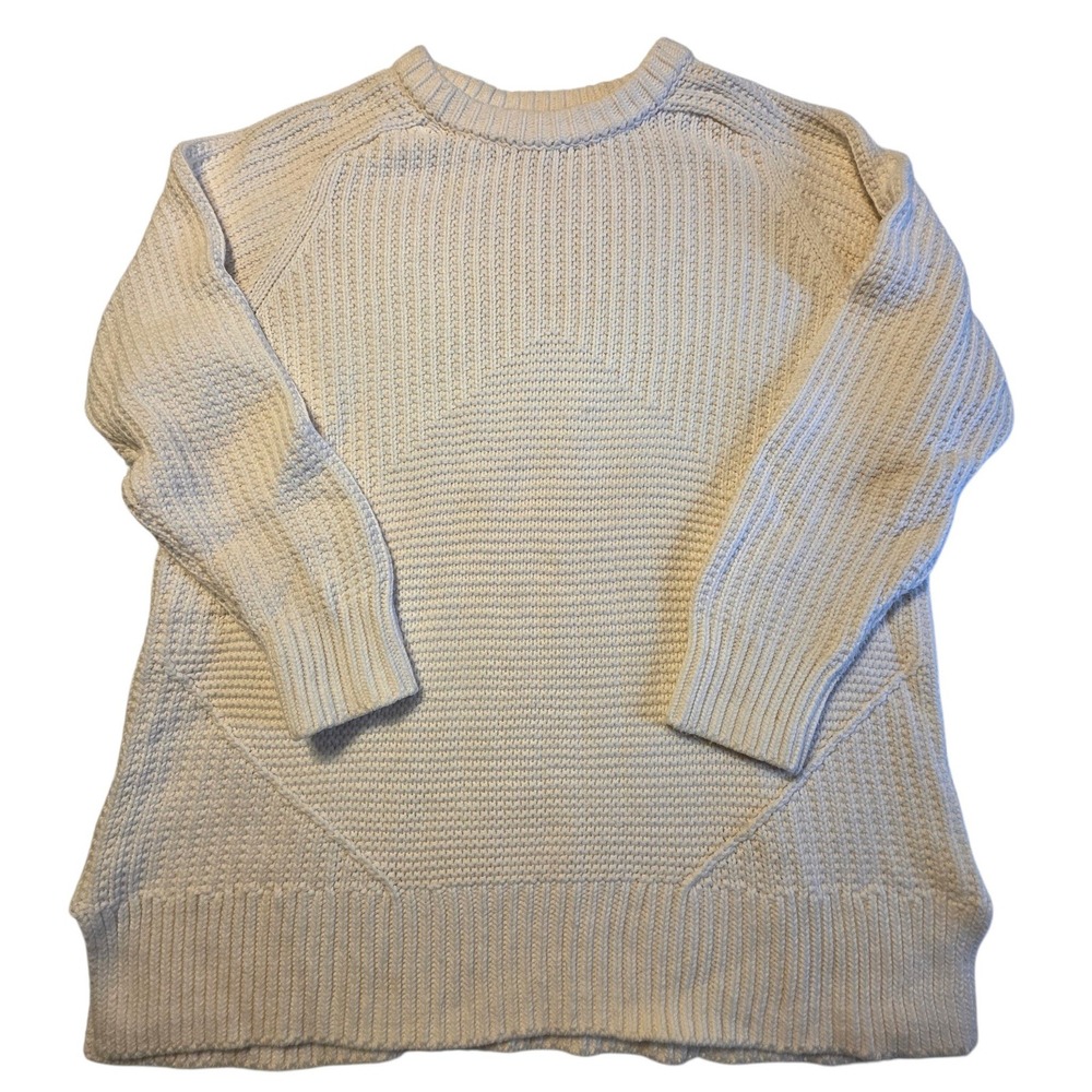 Michael Kors Shaker Stitch Sweater Womens S Ivory Good Chunky Knit Raglan Crew